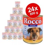 Lot de boîtes pour chien Rocco Classic 24 x 800 g bœuf et agneau, bœuf et gibier, bœuf et colin, bœuf et renne